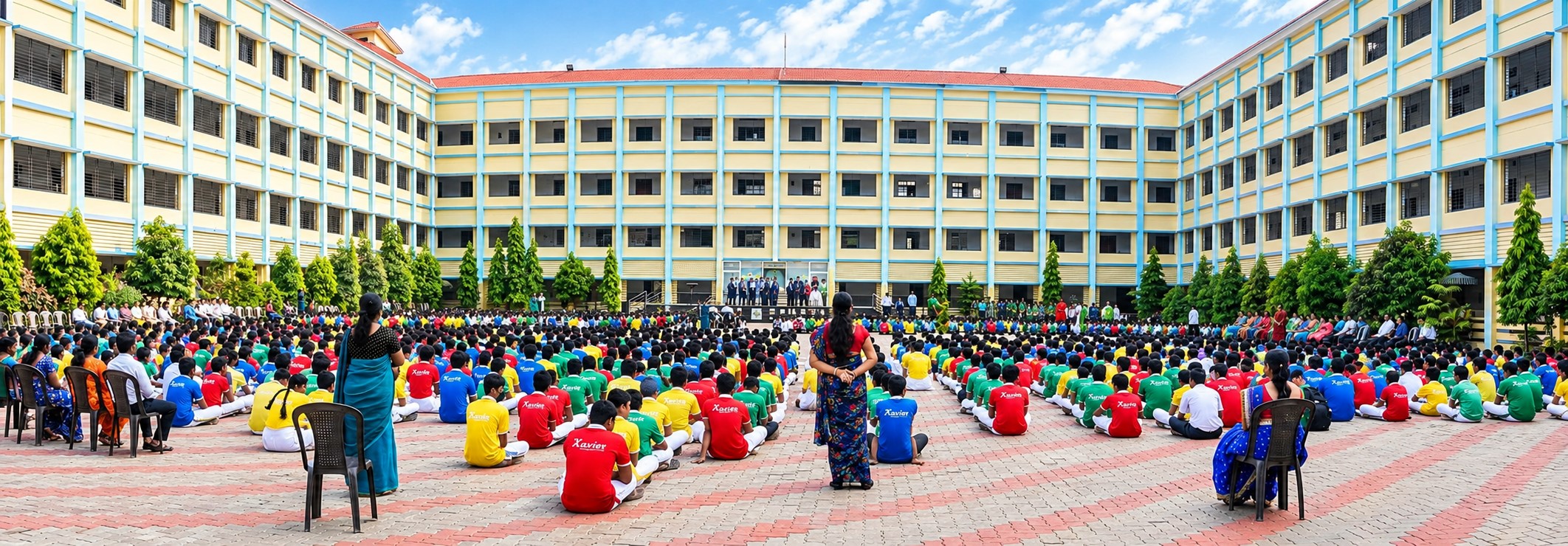 Colorful School Assembly Courtyard